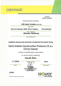 Isover osvědčení 2013